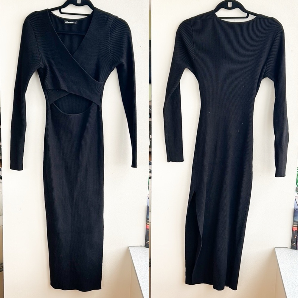 Olivaceous cutout sweater dress